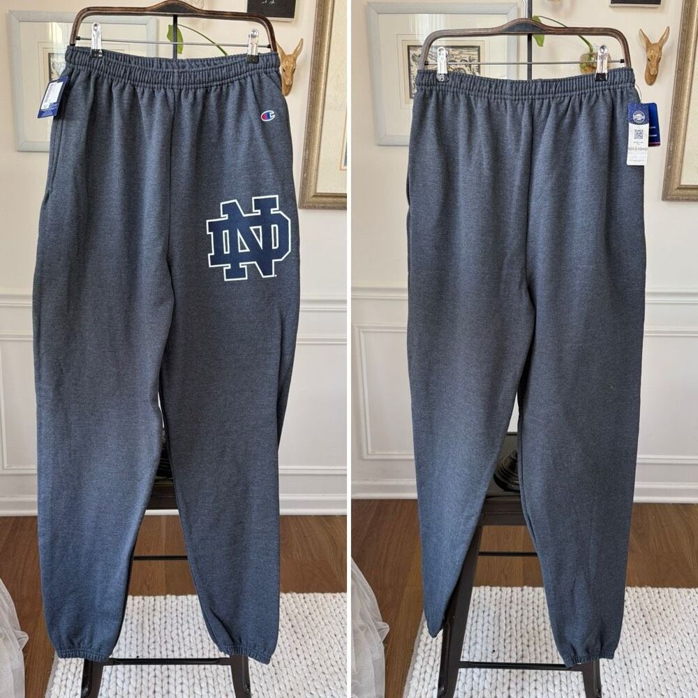 NWT Champion Notre Dame Dark Grey Cotton Sweatpants L